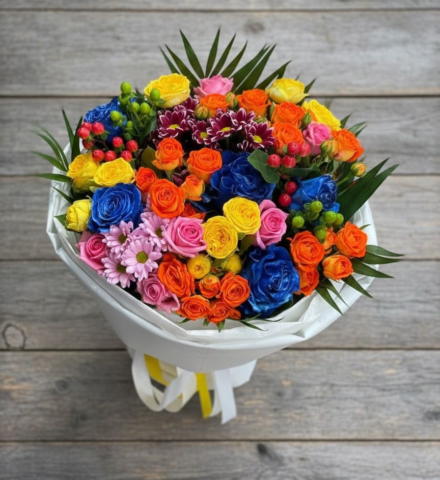 Букет цветов из: Розы и Хризантемы в Вахонино