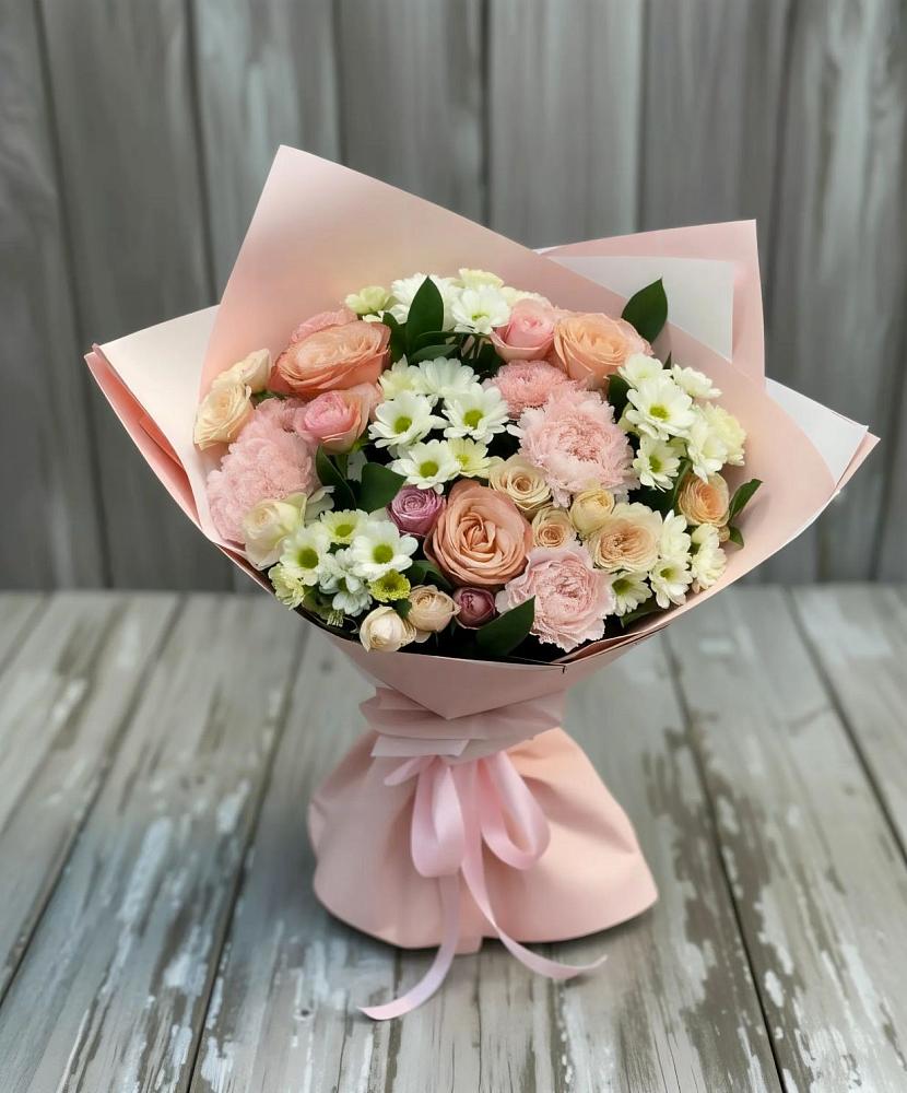 Букет цветов из: Гвоздики, Розы и Хризантемы в Вахонино