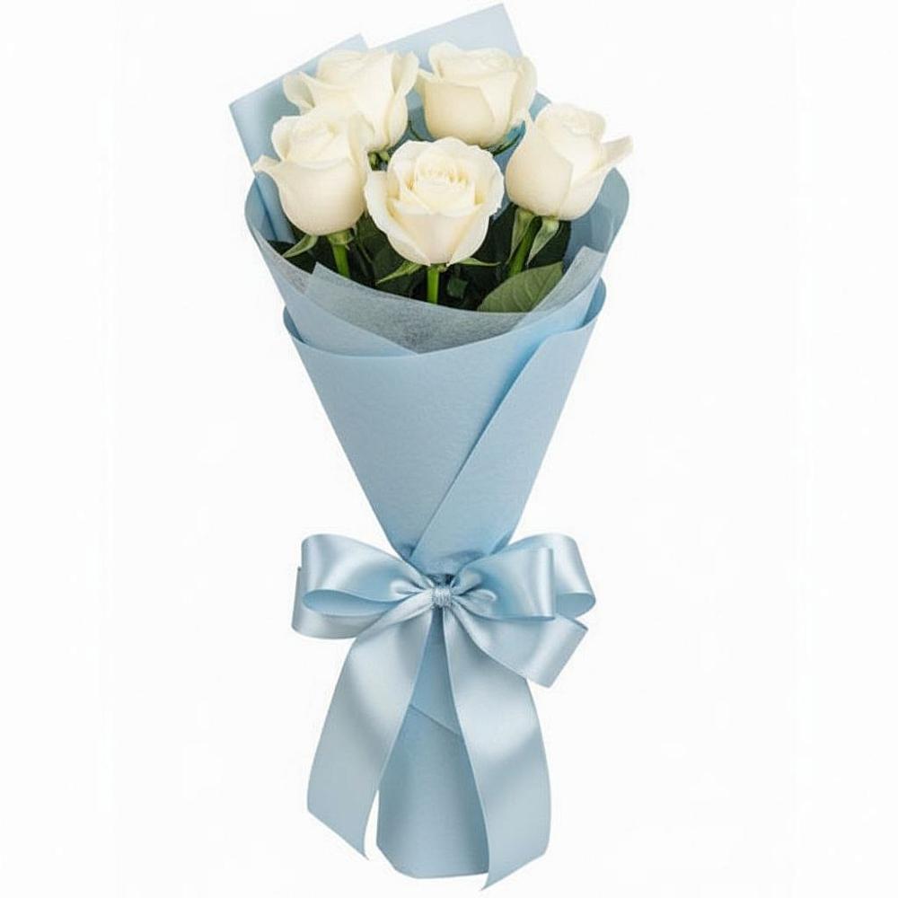 Букет 5 Белых роз Проуд в Вахонино