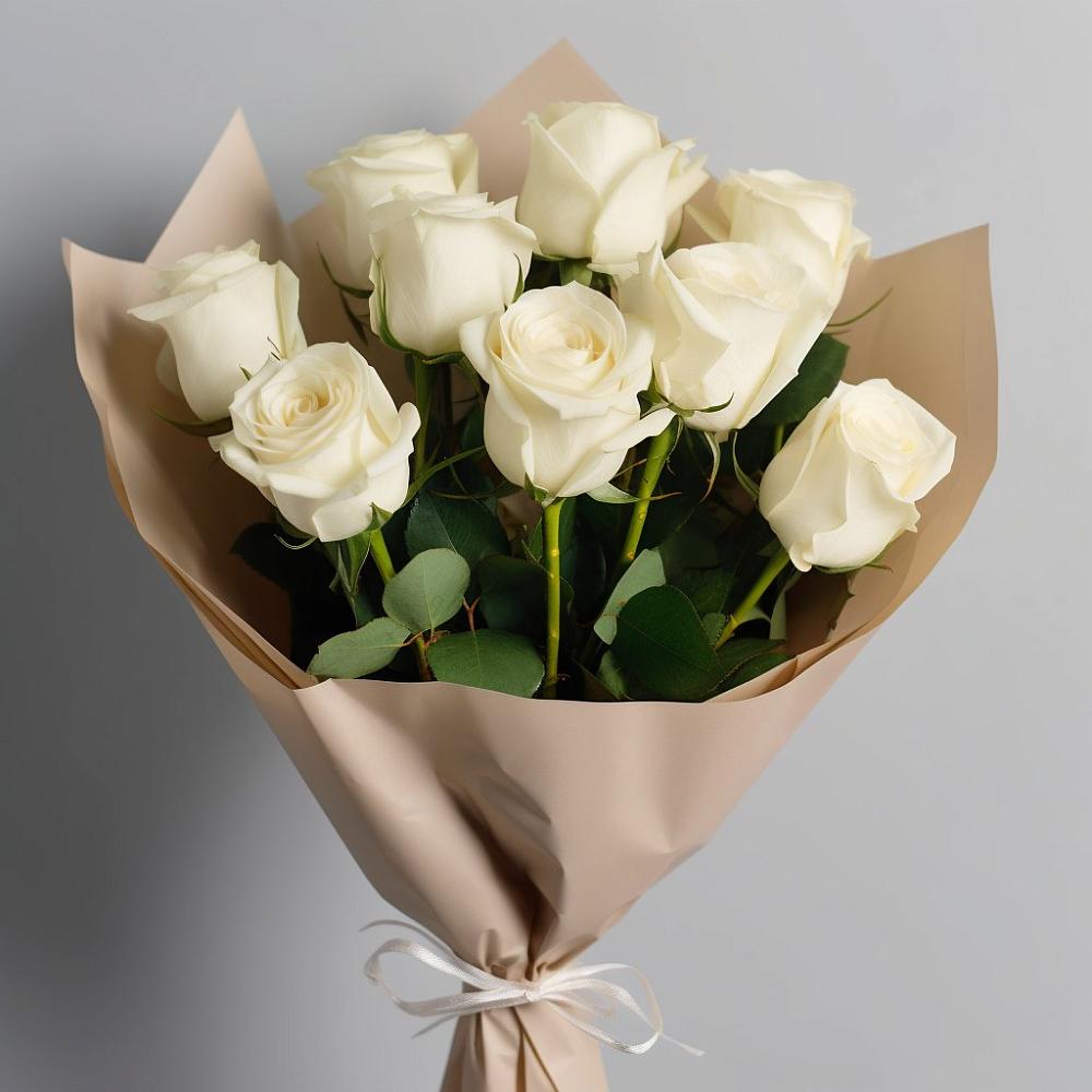 Букет 9 Белых роз Эдлесс Лав в Вахонино