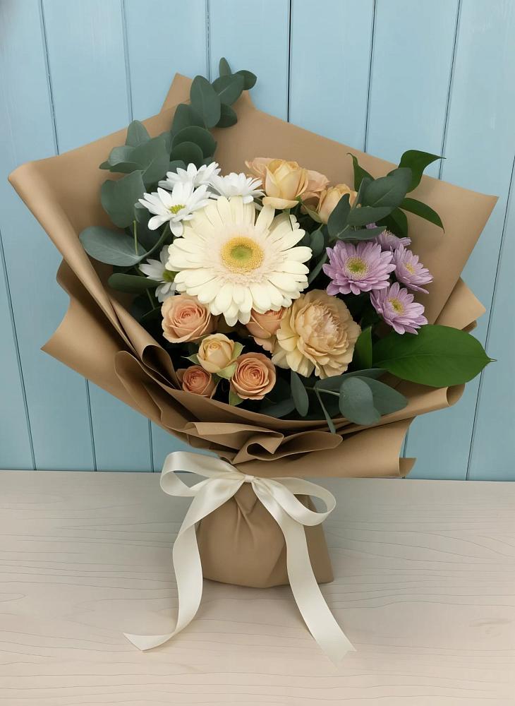 Букет цветов из: Герберы и Хризантемы в Вахонино