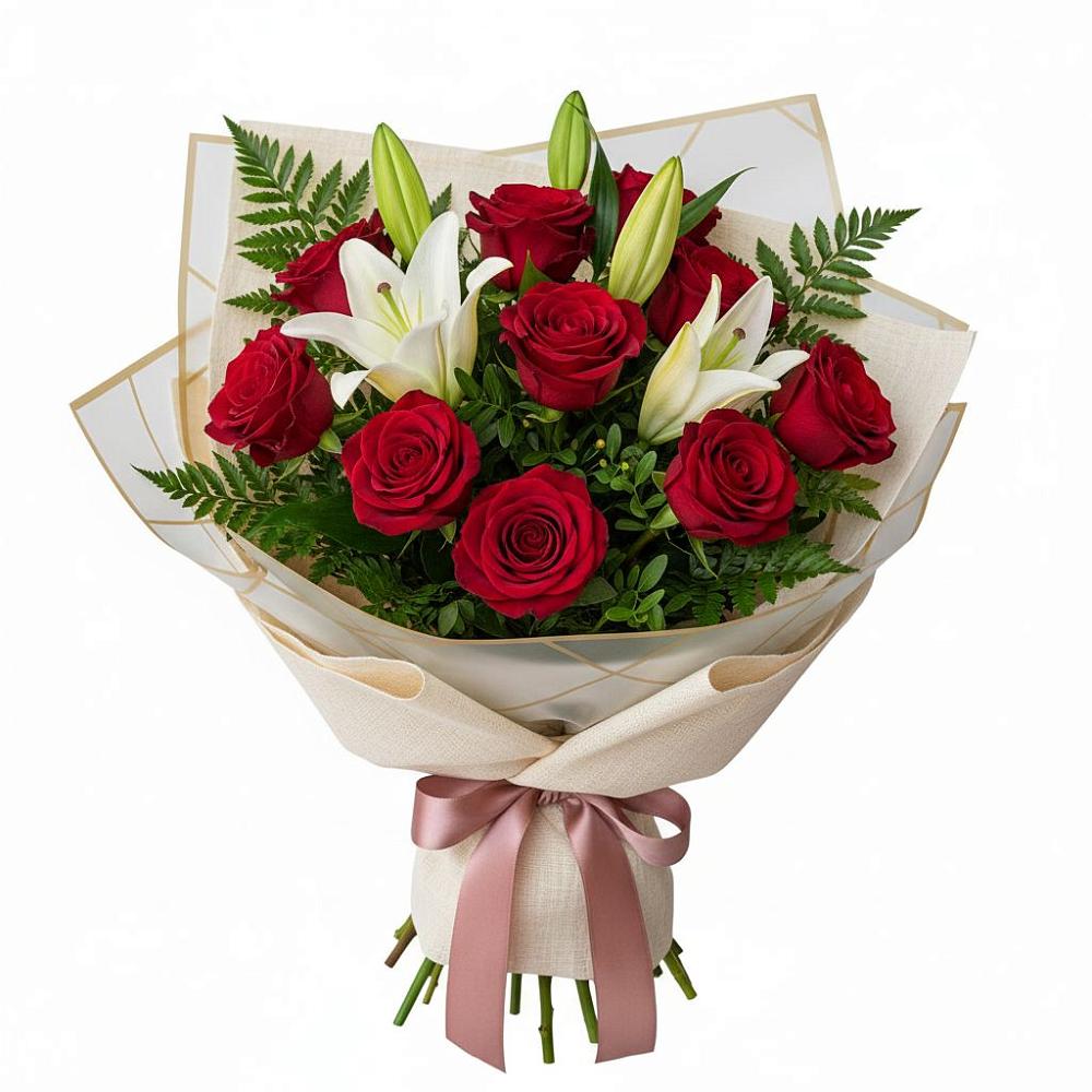 Букет цветов из: Лилии и Розы в Вахонино