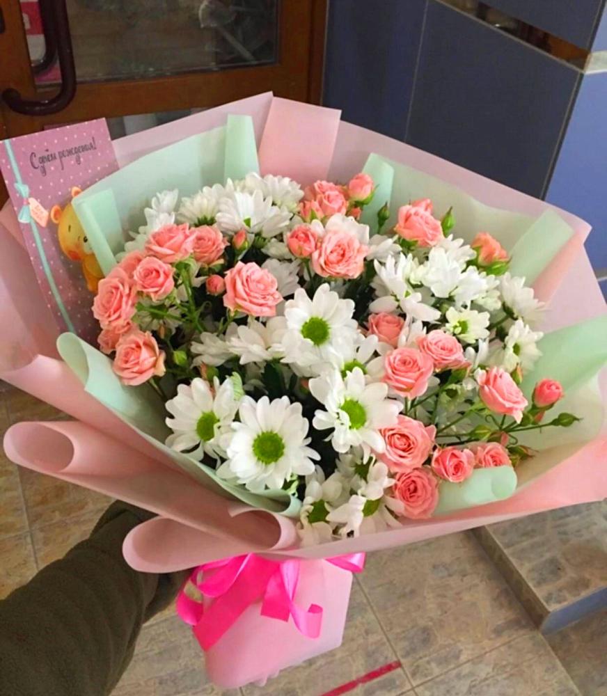 Букет цветов из: Розы и Хризантемы в Вахонино