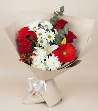 Букет цветов из:  Розы, Хризантемы, Герберы и Лилии в Вахонино