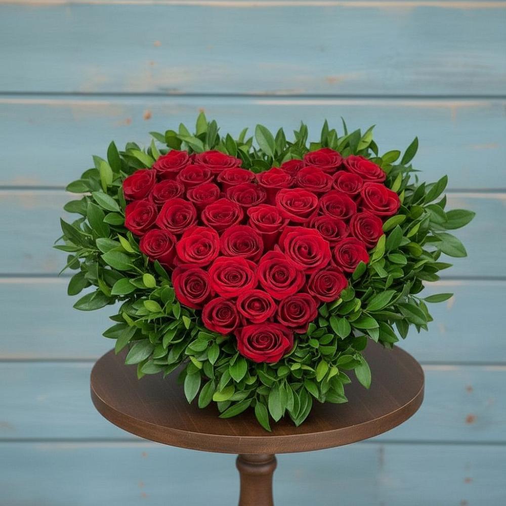 Цветочная композиция из Розы в виде сердца в Вахонино