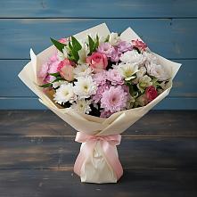 Букет цветов из:  Хризантемы, Альстромерии и Розы в Вахонино