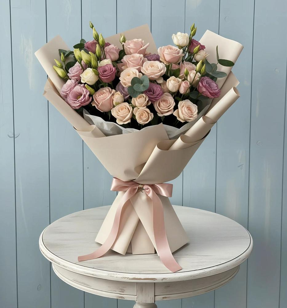 Букет цветов из: Розы и Лизиантусы в Вахонино