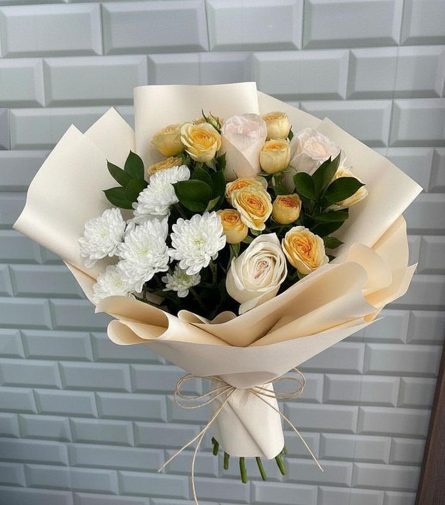 Букет цветов из: Розы и Хризантемы в Вахонино