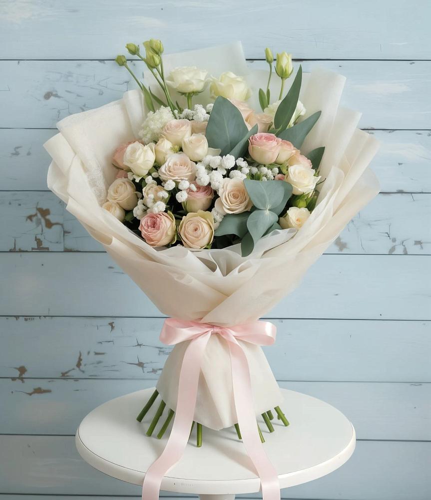 Букет цветов из: Розы и Лизиантусы в Вахонино