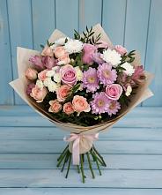 Букет цветов из:  Хризантемы, Розы и Альстромерии в Вахонино