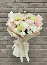 Букет цветов из:  Гвоздики, Розы, Лизиантусы и Хризантемы в Вахонино