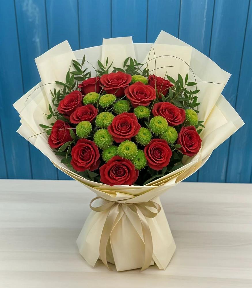 Букет цветов из: Розы и Хризантемы в Вахонино