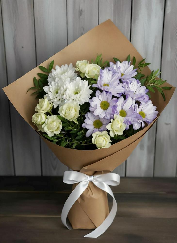 Букет цветов из: Хризантемы и Розы в Вахонино